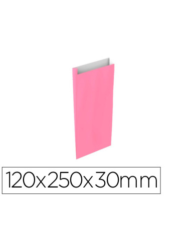 Sobre papel basika celulosa rosa con fuelle xs 120x250x30 mm paquete de 25 unidades