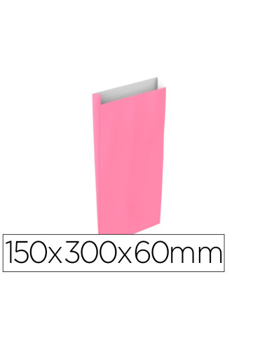 Sobre papel basika celulosa rosa con fuelle s 150x300x60 mm paquete de 25 unidades