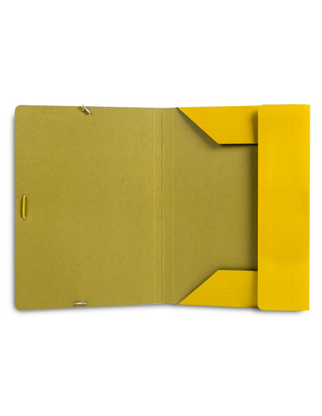 Carpeta liderpapel gomas folio 3 solapas carton plastificado color amarillo