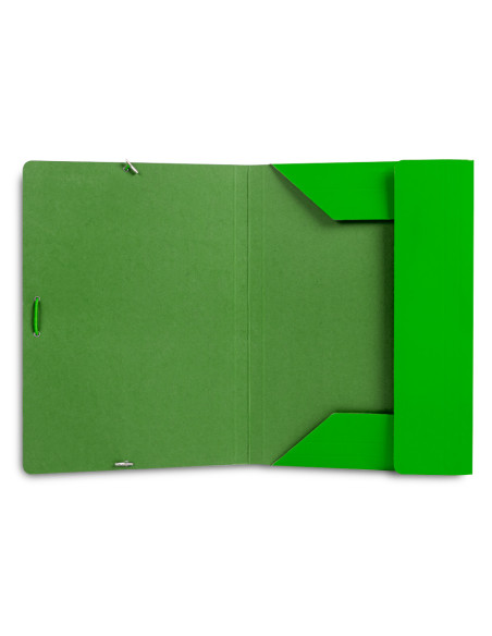 Carpeta liderpapel gomas folio 3 solapas carton plastificado color verde