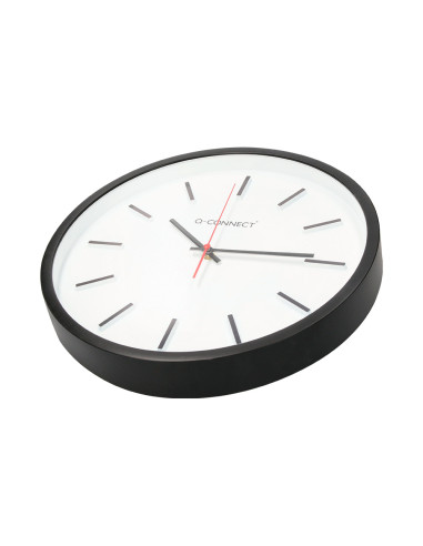 Reloj q-connect de pared de plastico redondo 34,4 cm movimiento silencioso color negro