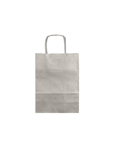 Bolsa papel q-connect kraft plata xs con asa retorcida 180x240x80 mm