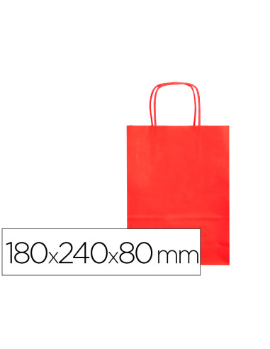 Bolsa papel q-connect celulosa rojo xs con asa retorcida 180x240x80 mm