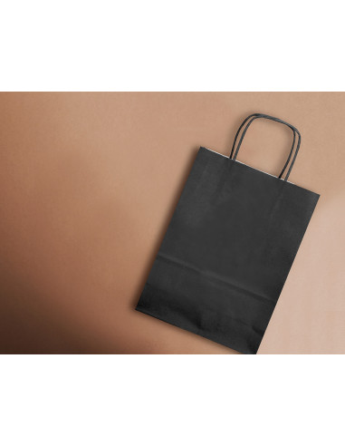 Bolsa papel q-connect celulosa negro xs con asa retorcida 180x240x80 mm