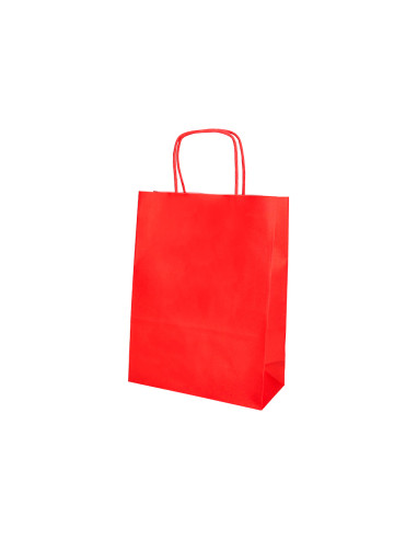 Bolsa papel q-connect celulosa rojo s con asa retorcida 240x320x10 mm