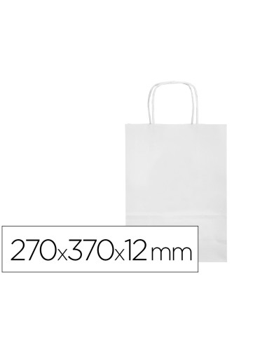 Bolsa papel q-connect celulosa blanco m con asa retorcida 270x370x12 mm