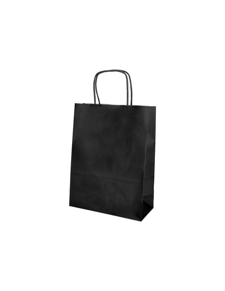 Bolsa papel q-connect celulosa negro m con asa retorcida 270x370x12 mm