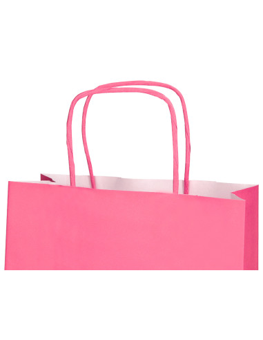 Bolsa papel q-connect celulosa rosa m con asa retorcida 270x370x12 mm