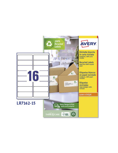 Etiqueta adhesiva avery blanca permanente reciclada 100% laser 99,1x33,9 mm caja de 240 unidades