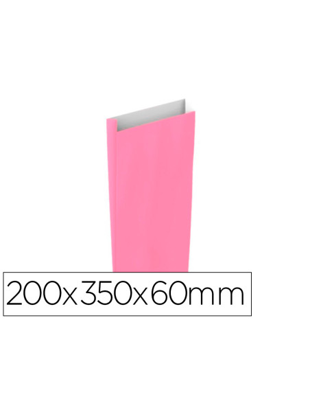 Sobre papel basika celulosa rosa con fuelle m 200x350x60 mm paquete de 25 unidades