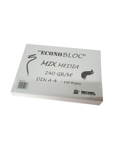 Bloc dibujo multitecnicas michel econobloc mix media din a4 encolado 100 hojas 240 gr/m2 210x297 mm