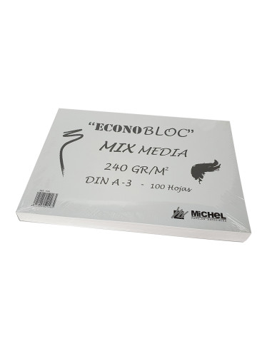 Bloc dibujo multitecnicas michel econobloc mix media din a3 encolado 100 hojas 240 gr 297x420 mm