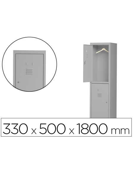 Taquilla metalica rocada 300 1 modulo 2 puertas gris 330x500x1800 mm