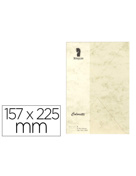 Sobre rossler coloretti c5 color marmol crema 157x225 mm pack de 5 unidades