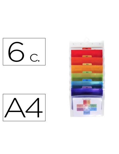 Clasificador de pared exacompta polipropileno cristal 6 compartimentos