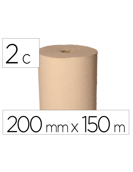 Papel secamanos bunzl greensource nature 2 capas celulosa reciclada kraft 200 mm x 150 mt paquete de 6