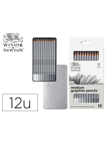 Lapices de grafito winsor&newton studio coleccion caja metalica con 12 unidades graduaciones surtidas