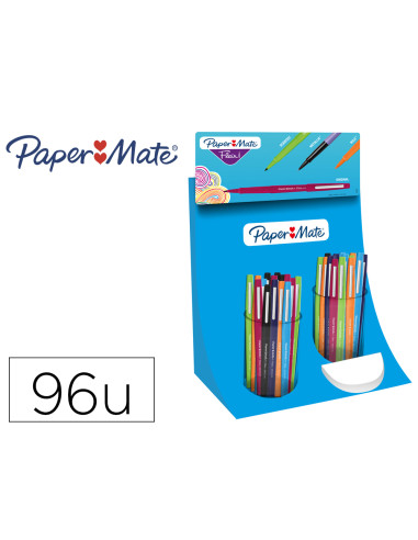 Rotulador paper mate flair punta de fibra expositor de 96 unidades colores surtidos