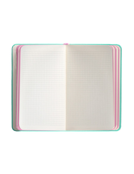 Cuaderno con gomilla antartik notes tapa dura a6 hojas cuadricula rosa y turquesa 100 hojas 80 gr fsc