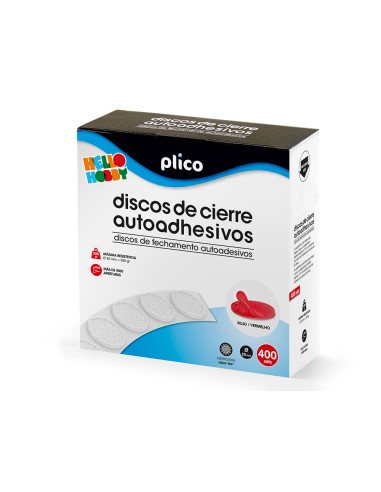 Disco de cierre plico velcro autoadhesivo 20 mm diametro color rojo caja de 400 unidades