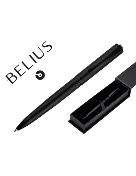 Boligrafo belius turbo aluminio color negro tinta azul caja de diseño