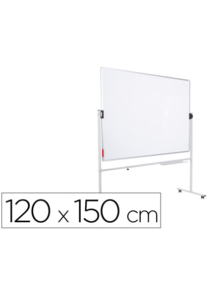 Pizarra blanca rocada acero vitrificado magnetico marco aluminio doble cara volteable 120x150 cm