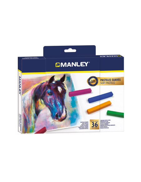 Lapices pastel manley suaves caja de 36 unidades colores surtidos