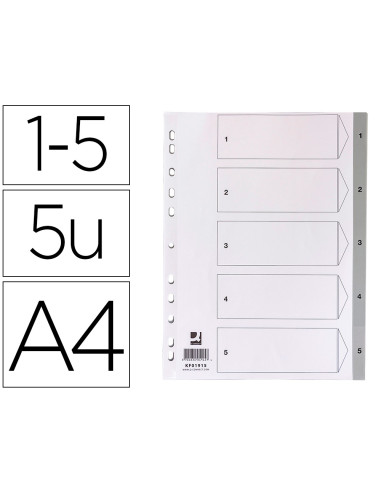 Separador numerico q-connect plastico 1-5 juego de 5 separadores din a4 multitaladro