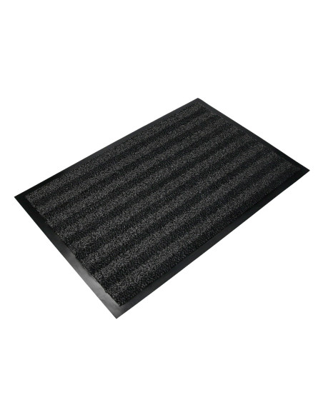 Alfombra para suelo q-connect premium para interiores antideslizante fibra polipropileno y fieltro gris 90x60 cm