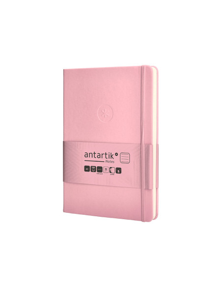 Cuaderno con gomilla antartik notes tapa dura a5 hojas rayas rosa pastel 100 hojas 80 gr fsc