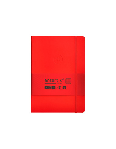 Cuaderno con gomilla antartik notes tapa blanda a5 hojas cuadricula rojo 80 hojas 80 gr fsc