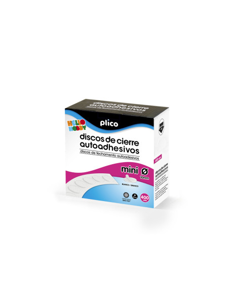 Disco de cierre plico velcro autoadhesivo mini 10 mm color blanco caja de 400 unidades