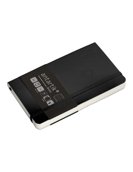 Cuaderno con gomilla antartik notes tapa blanda a6 rayas negro 100 hojas 80 gr fsc