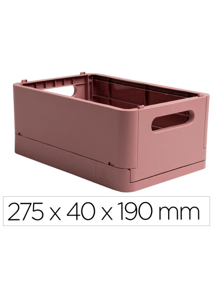 Caja multiusos exacompta smart case din a5+ plastico reciclado plegable color rosa viejo 275x40x190 mm