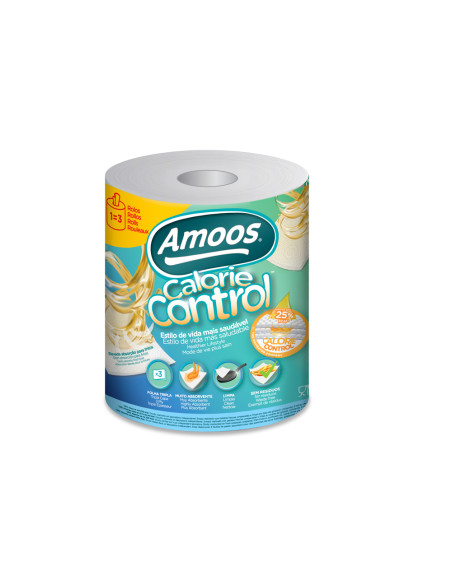 Papel de cocina amoos calorie control 3 capas 58g/m2 109 servicios rollo