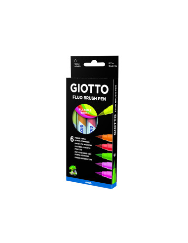 Rotulador giotto turbo soft fluo punta de pincel caja de 6 unidades colores surtidos