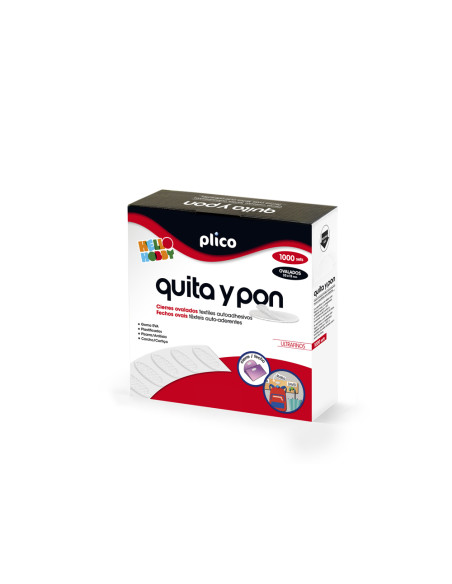 Disco de cierre plico velcro autoadhesivo quita y pon ovalado 35x12 mm color blanco caja de 1000 unidades