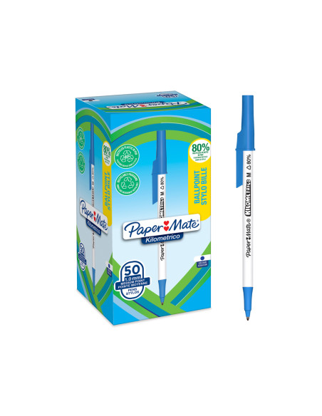 Boligrafo paper mate kilometrico punta 1 mm plastico reciclado 80% color azul