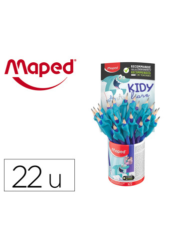 Lapices de grafito maped hb con goma borrar + adaptador ergonomico cubilete de 22 unidades