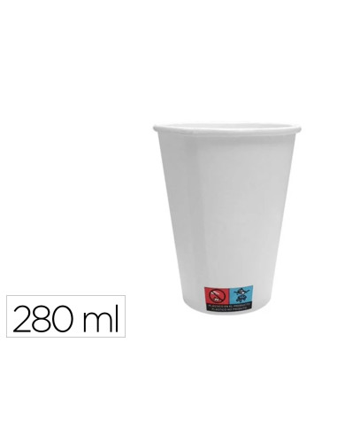 Vaso de papel blanco bunzl reciclable pefc 280 ml apto bebidas frias y calientes paquete de 50 unidades