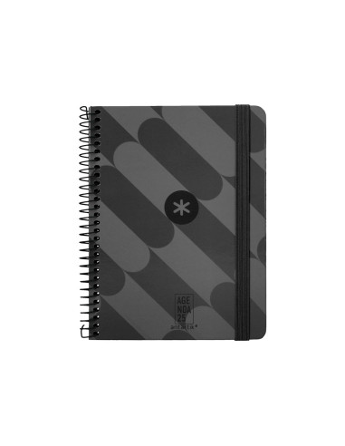 Agenda espiral antartik pattern a6+ 2025 semana vista color negro papel 80 gr