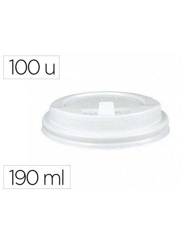 Tapa para vaso bunzl 190 ml poliestireno con orificio paquete de 100 unidades