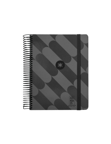 Agenda espiral antartik pattern a5+ 2025 dia pagina color negro papel 80 gr