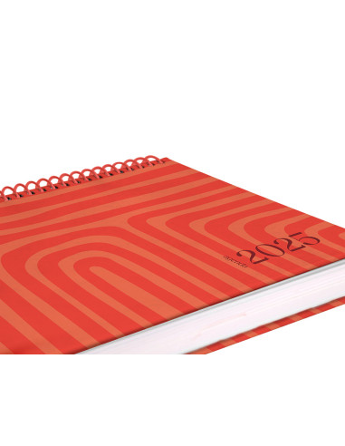 Agenda espiral liderpapel syros a5 2025 dia pagina color rojo papel 60 gr