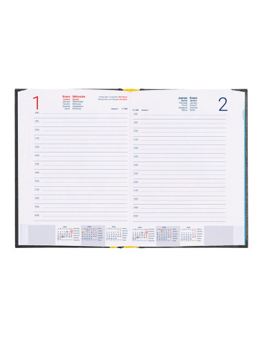 Agenda encuadernada liderpapel corfu a4 2025 dia pagina color negro papel 60 gr