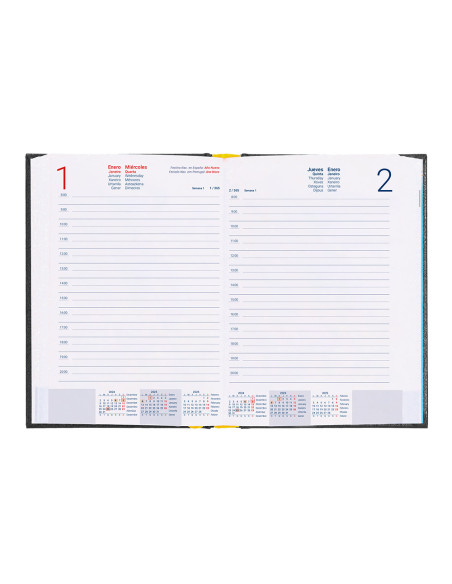 Agenda encuadernada liderpapel corfu a4 2025 dia pagina color negro papel 60 gr