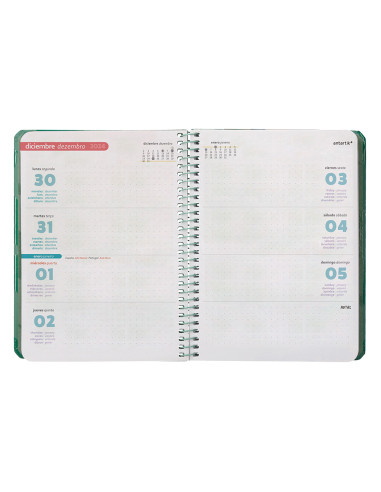 Agenda espiral antartik patter pattern a6+ 2025 semana vista colores surtidos papel 80 gr