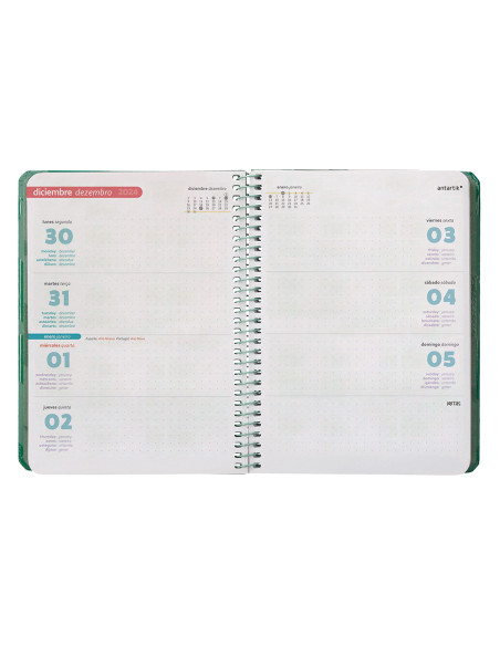 Agenda espiral antartik patter pattern a6+ 2025 semana vista colores surtidos papel 80 gr