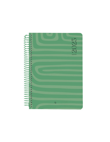 Agenda espiral liderpapel syros a5 2025 dia pagina color verde papel 60 gr