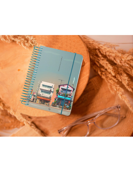 Agenda espiral liderpapel santorini a6 2025 dia pagina street view papel 60 gr